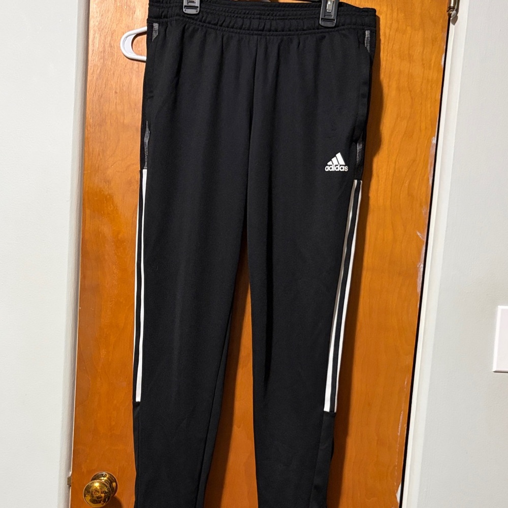 Adidas Black Joggers with White Stripes